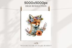 Floral Baby Fox Animals Clipart PNG Scrapbooking Nursery art Image Watercolor  Transparent Print invitation shirt designs sublimation kids printable digital watercolor baby Fox floral, scrapbooking clipart, sublimation nursery drawing, forest animals