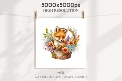 Floral Baby Fox Animals Clipart PNG Scrapbooking Nursery art Image Watercolor  Transparent Print invitation shirt designs sublimation kids printable digital watercolor baby Fox floral, scrapbooking clipart, sublimation nursery drawing, forest animals