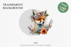 Floral Baby Fox Animals Clipart PNG Scrapbooking Nursery art Image Watercolor  Transparent Print invitation shirt designs sublimation kids printable digital watercolor baby Fox floral, scrapbooking clipart, sublimation nursery drawing, forest animals