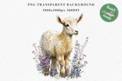 Floral Baby Goat Farm Animals Clipart PNG Scrapbooking Image Nursery Watercolor  Transparent Print invitation shirt designs sublimation kids printable digital watercolor baby Goat floral, flowers wreath clipart, sublimation nursery drawing, farm animals