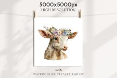 Floral Baby Goat Farm Animals Clipart PNG Scrapbooking Image Nursery Watercolor  Transparent Print invitation shirt designs sublimation kids printable digital watercolor baby Goat floral, flowers wreath clipart, sublimation nursery drawing, farm animals