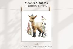 Floral Baby Goat Farm Animals Clipart PNG Scrapbooking Image Nursery Watercolor  Transparent Print invitation shirt designs sublimation kids printable digital watercolor baby Goat floral, flowers wreath clipart, sublimation nursery drawing, farm animals