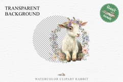 Floral Baby Goat Farm Animals Clipart PNG Scrapbooking Image Nursery Watercolor  Transparent Print invitation shirt designs sublimation kids printable digital watercolor baby Goat floral, flowers wreath clipart, sublimation nursery drawing, farm animals