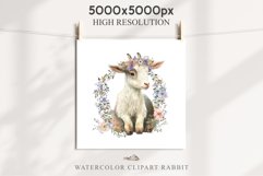 Floral Baby Goat Farm Animals Clipart PNG Scrapbooking Image Nursery Watercolor  Transparent Print invitation shirt designs sublimation kids printable digital watercolor baby Goat floral, flowers wreath clipart, sublimation nursery drawing, farm animals