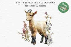 Floral Baby Goat Farm Animals Clipart PNG Scrapbooking Image Nursery Watercolor  Transparent Print invitation shirt designs sublimation kids printable digital watercolor baby Goat floral, flowers wreath clipart, sublimation nursery drawing, farm animals