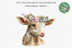 Floral Baby Goat Farm Animals Clipart PNG Scrapbooking Image Nursery Watercolor  Transparent Print invitation shirt designs sublimation kids printable digital watercolor baby Goat floral, flowers wreath clipart, sublimation nursery drawing, farm animals