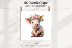 Floral Baby Goat Farm Animals Clipart PNG Scrapbooking Image Nursery Watercolor  Transparent Print  shirt designs sublimation kids printable nursery wall art watercolor baby Pig floral, flowers wreath clipart, sublimation nursery drawing, farm animals lif