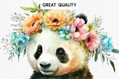 watercolor floral baby Panda, scrapbooking clipart, sublimation nursery drawing, forest animals Floral Baby Panda Animals Clipart PNG Scrapbooking Nursery art Image Watercolor  Transparent Print invitation shirt designs sublimation kids printable digital