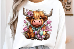 Floral Basket Cow Clipart Sublimation Product Image 2