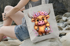 Floral Basket Cow Clipart Sublimation Product Image 3