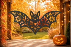 Floral Bat Halloween SVG Laser Cut Ornament