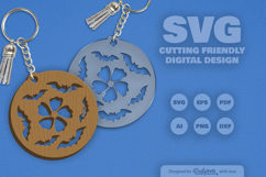 Floral Bats Halloween Round Keychain Laser Cut SVG Product Image 2