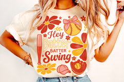 Baseball Hey Batter Batter Swing PNG, Boho Floral Baseball Product Image 1