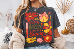 Baseball Hey Batter Batter Swing PNG, Boho Floral Baseball Product Image 3