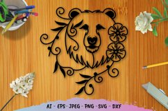 Floral Bear Papercut SVG Product Image 1