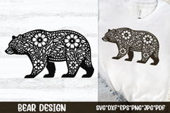 Floral bear svg folk art animal silhouette design