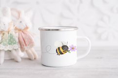 Whimsical watercolor bee PNG with soft blended colors and subtle paper texture, ideal for spring crafts, nursery art, and children’s designs.