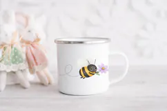 Whimsical watercolor bee PNG with soft blended colors and subtle paper texture, ideal for spring crafts, nursery art, and children’s designs.