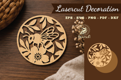 Floral Bee Lasercut Decoration SVG Product Image 1
