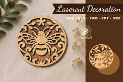 Floral Bee Lasercut Decoration SVG Product Image 1
