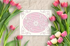 floral bee papercut card with tulips