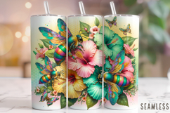 Bee Flowers Tumbler Wrap, Floral Tumbler, Bee Tumbler Wrap Product Image 1