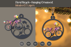 Floral Bicycle Hanging Ornament SVG Product Image 3