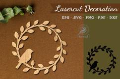 Floral Bird Frame Lasercut Decoration SVG Product Image 1