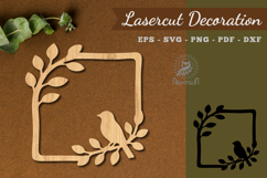 Floral Bird Frame Lasercut Decoration SVG Product Image 1