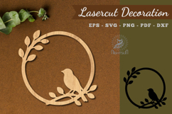 Floral Bird Frame Lasercut Decoration SVG Product Image 1