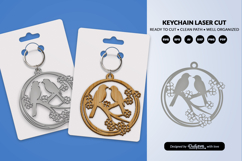Floral Bird Keychain Laser Cut Product Image 1