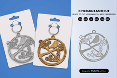 Floral Bird Keychain Laser Cut Product Image 1