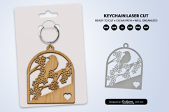 Floral Bird Keychain Laser Cut Product Image 1