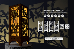 Floral Bird Lantern Laser Cut SVG Product Image 3