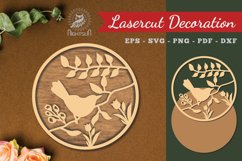 Floral Bird Round Laser Cut Decoration Product Image 1