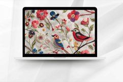 Floral Birds Embroidery Digital Paper Bundle Product Image 4