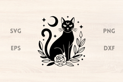 Floral Black Cat SVG Product Image 1