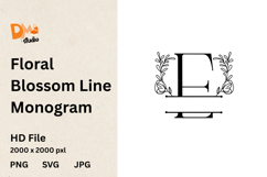 Floral Blossom Line Monogram Product Image 1