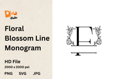 Floral Blossom Line Monogram Product Image 1