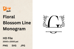 Floral Blossom Line Monogram Product Image 1