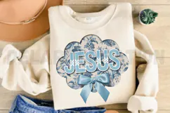 Floral Blue Jesus Toile Chinoiserie Amen Sublimation PNG Product Image 3