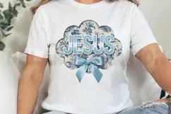 Floral Blue Jesus Toile Chinoiserie Amen Sublimation PNG Product Image 2