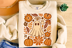 Halloween Ghost PNG, Fall PNG, Pumpkin PNG, Floral Fall Boho Product Image 4