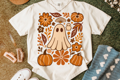 Halloween Ghost PNG, Fall PNG, Pumpkin PNG, Floral Fall Boho Product Image 5