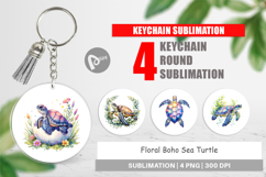 Floral Boho Sea Turtle Keychain Product Image 1