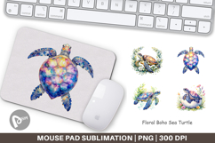 Floral Boho Sea Turtle Mouse Pad Product Image 1