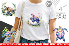 Floral Boho Sea Turtle Sublimation Product Image 1