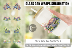 Floral Boho Sea Turtle Glass Can Product Image 1