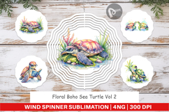 Floral Boho Sea Turtle Wind Spinner Product Image 1