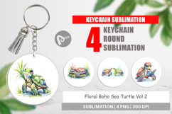 Floral Boho Sea Turtle Keychain Product Image 1